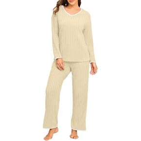 PrinStory Womens Pajamas Set Fall and Winter Ladies Pjs Long Sleeve 2 Piece Pajama Lounge Sets in Kuwait