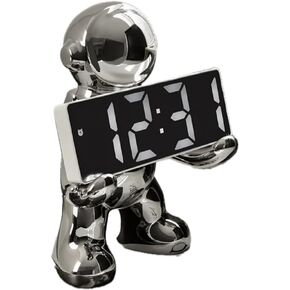 Astronaut Modeling LED Clock Alarm Clock Temperature Meter Home Office Desktop Decorations (White) in Saudi Arabia
