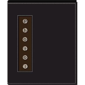 ألبوم براج بغطاء جلدي مخيط بأزرار معدنية من بايونير، أسود in Kuwait