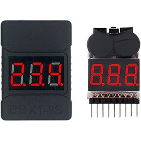 جهاز اختبار جهد البطارية 1-8S BBX1-8S 2IN1/إنذار صفارة الجهد المنخفض/مدقق جهد البطارية مكبرات صوت مزدوجة (صندوق أبيض 1-8S) in Saudi Arabia