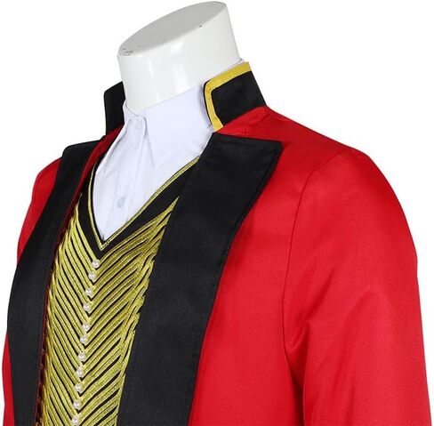 زي السيرك الأحمر للرجال البالغين PT Barnum Greatest Showman Halloween زي أداء موحد in Kuwait