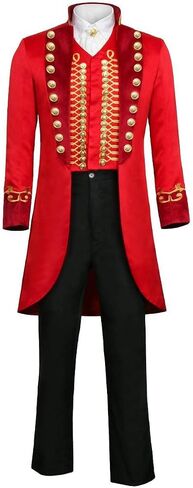 زي السيرك الأحمر للرجال البالغين PT Barnum Greatest Showman Halloween زي أداء موحد in Kuwait
