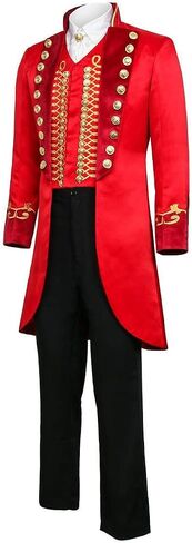 زي السيرك الأحمر للرجال البالغين PT Barnum Greatest Showman Halloween زي أداء موحد in Kuwait