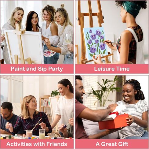VOCHIC 16 Pcs Sip and Paint Pre Drawn Canvas for Adult Beginner Painting Art Stretched Outline Canvas for Girls Date Night DIY Party Supplies Gift(8x10in) in Kuwait