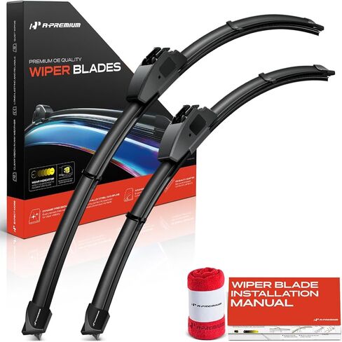 A-Premium Windshield Wiper Blades Compatible with Honda Accord 2008-2017, Crosstour 2012-2015 - 26" and 19", Hook Connector, with Wear Indicator & Towel, Left and Right - Pack of 2 in Saudi Arabia