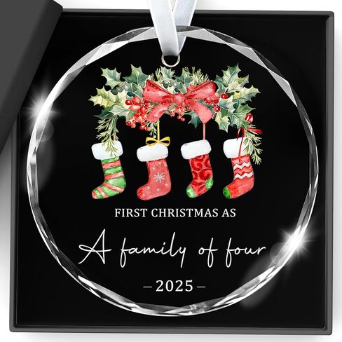 زينة عيد الميلاد 2025، عيد الميلاد الأول لدينا كعائلة مكونة من ثلاثة زينة فريدة من نوعها من الكريستال للطفل، زينة عيد الميلاد الأول، هدايا الآباء الجديدة للأزواج، أمي، أبي، الفتيات حديثي الولادة، الأولاد، زينة شجرة عيد الميلاد in Kuwait