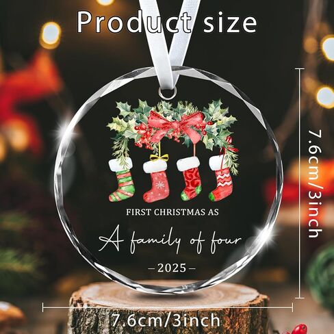 زينة عيد الميلاد 2025، عيد الميلاد الأول لدينا كعائلة مكونة من ثلاثة زينة فريدة من نوعها من الكريستال للطفل، زينة عيد الميلاد الأول، هدايا الآباء الجديدة للأزواج، أمي، أبي، الفتيات حديثي الولادة، الأولاد، زينة شجرة عيد الميلاد in Kuwait