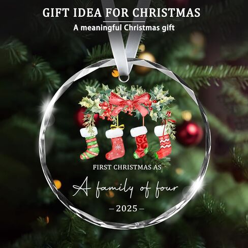 زينة عيد الميلاد 2025، عيد الميلاد الأول لدينا كعائلة مكونة من ثلاثة زينة فريدة من نوعها من الكريستال للطفل، زينة عيد الميلاد الأول، هدايا الآباء الجديدة للأزواج، أمي، أبي، الفتيات حديثي الولادة، الأولاد، زينة شجرة عيد الميلاد in Kuwait