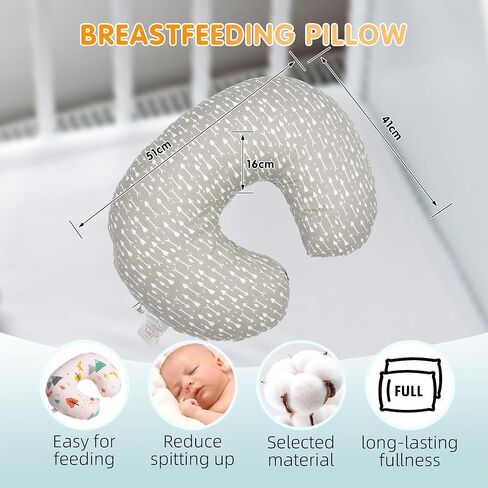 LAT Nursing Pillow and Positioner,Best for Mom Breastfeeding Pillow,100% Cotton Soft Fits Snug On Infant (Giraffe & Elephant) in Kuwait