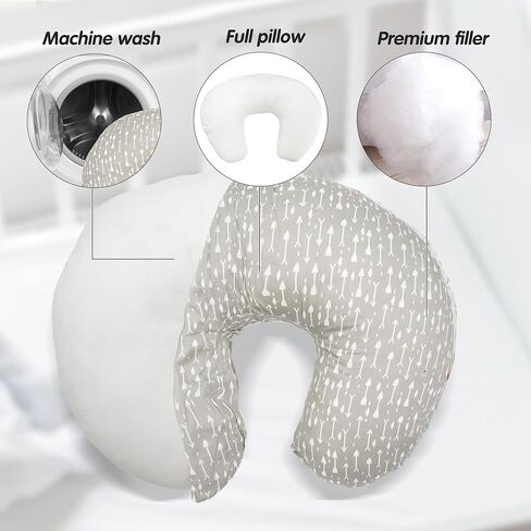 LAT Nursing Pillow and Positioner,Best for Mom Breastfeeding Pillow,100% Cotton Soft Fits Snug On Infant (Giraffe & Elephant) in Kuwait