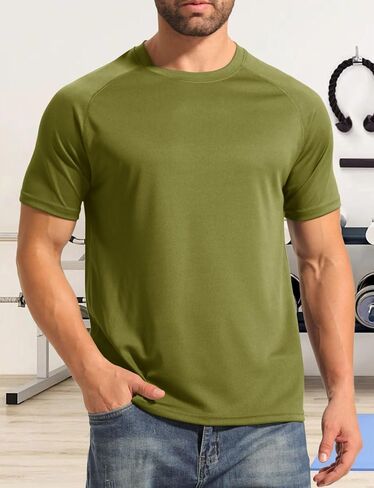Mens Athletic T-Shirts Moisture Wicking Running Workout Shirt Short Sleeve Gym Tops Lightweight Crew Neck 2025 in Saudi Arabia