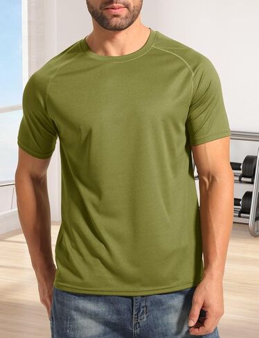 Mens Athletic T-Shirts Moisture Wicking Running Workout Shirt Short Sleeve Gym Tops Lightweight Crew Neck 2025 in Saudi Arabia