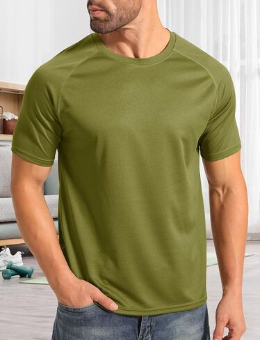 Mens Athletic T-Shirts Moisture Wicking Running Workout Shirt Short Sleeve Gym Tops Lightweight Crew Neck 2025 in Saudi Arabia