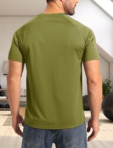 Mens Athletic T-Shirts Moisture Wicking Running Workout Shirt Short Sleeve Gym Tops Lightweight Crew Neck 2025 in Saudi Arabia