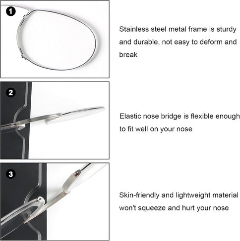 MMOWW 3 Pack Slim Armless Reading Glasses with Portable Cases for Women Men, Pocket Size Small Readers Comfortable Nose Pads in Saudi Arabia