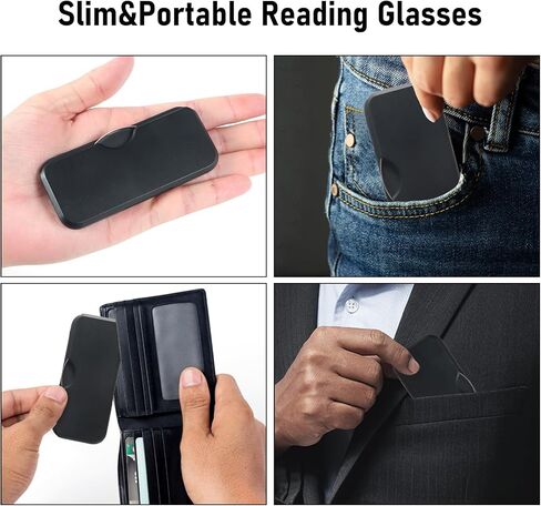 MMOWW 3 Pack Slim Armless Reading Glasses with Portable Cases for Women Men, Pocket Size Small Readers Comfortable Nose Pads in Saudi Arabia