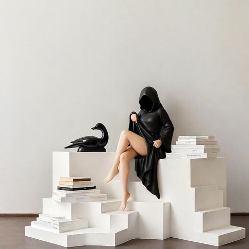 تمثال رداء غامض جديد، تمثال راتينج لتزيين رف الكتب، تمثال راتينج أنيق لشخصية الملكة، رداء أسود للحديقة، منحوتة ثلاثية الأبعاد، هدية غامضة للأصدقاء (منحوتة-أ) in Kuwait