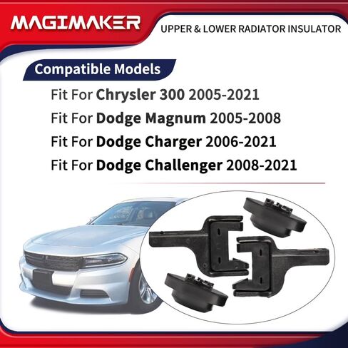 04596474AD Upper & Lower Radiator Support Bracket Isolator Compatible with Chrysler 300, Dodge Challenger Charger Magnum 2005-2021 Replace 4596474AD 68017994AA 4PCS Radiator Insulator in Saudi Arabia