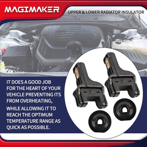 04596474AD Upper & Lower Radiator Support Bracket Isolator Compatible with Chrysler 300, Dodge Challenger Charger Magnum 2005-2021 Replace 4596474AD 68017994AA 4PCS Radiator Insulator in Saudi Arabia
