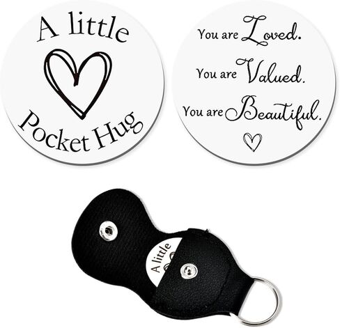 Pocket Hug Token Keychain Coin Gift for Women Men Boys Girls Birthday Christmas Gifts for Him Her PU Keychain in Saudi Arabia