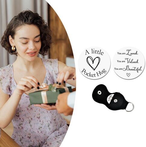 Pocket Hug Token Keychain Coin Gift for Women Men Boys Girls Birthday Christmas Gifts for Him Her PU Keychain in Saudi Arabia