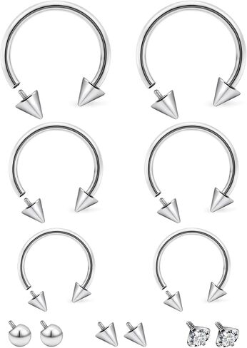 Cisyozi 16G Septum Rings Internally Threaded 316L Surgical Steel Septum Jewelry Lip Rings Hoop Labret Jewelry Snake Bite Piercing Jewelry Horseshoe Earrings Daith Piercing Jewelry for Women Men in Saudi Arabia