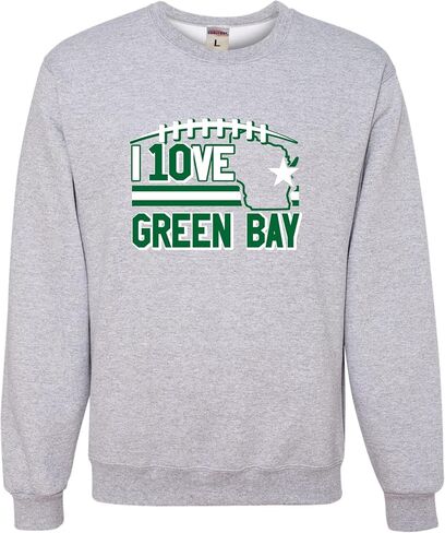 Go All Out I Love Green Bay Wisconsin Outline Mens Youth Sweatshirt Crewneck in Saudi Arabia
