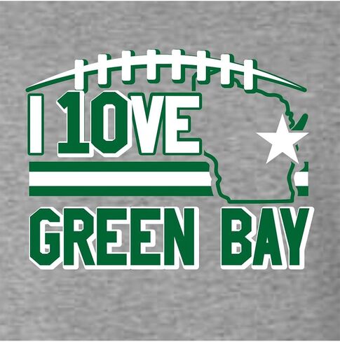 Go All Out I Love Green Bay Wisconsin Outline Mens Youth Sweatshirt Crewneck in Saudi Arabia
