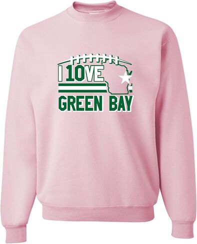 Go All Out I Love Green Bay Wisconsin Outline Mens Youth Sweatshirt Crewneck in Saudi Arabia