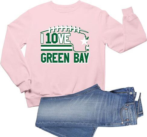Go All Out I Love Green Bay Wisconsin Outline Mens Youth Sweatshirt Crewneck in Saudi Arabia