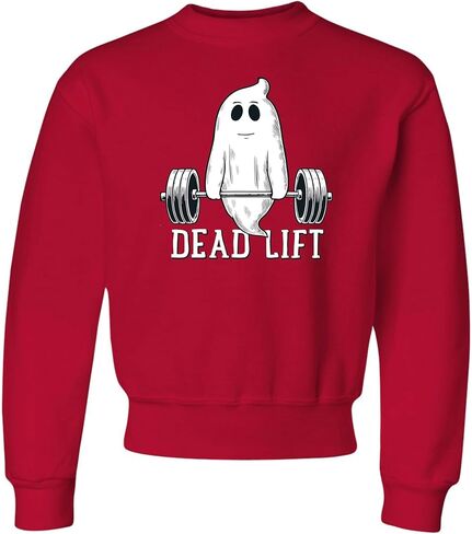 Go All Out Dead Lift Funny Ghost Deadlifting Halloween Gym Mens Youth Sweatshirt Crewneck in Saudi Arabia