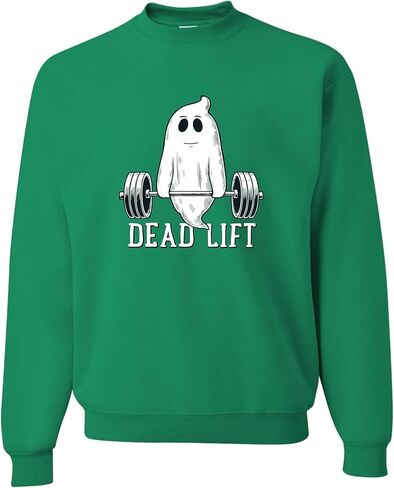 Go All Out Dead Lift Funny Ghost Deadlifting Halloween Gym Mens Youth Sweatshirt Crewneck in Saudi Arabia