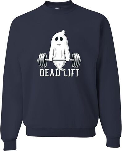 Go All Out Dead Lift Funny Ghost Deadlifting Halloween Gym Mens Youth Sweatshirt Crewneck in Saudi Arabia