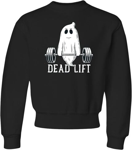 Go All Out Dead Lift Funny Ghost Deadlifting Halloween Gym Mens Youth Sweatshirt Crewneck in Saudi Arabia