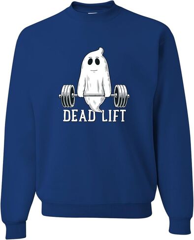 Go All Out Dead Lift Funny Ghost Deadlifting Halloween Gym Mens Youth Sweatshirt Crewneck in Saudi Arabia