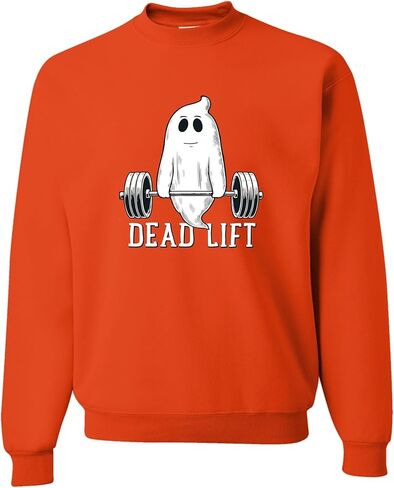 Go All Out Dead Lift Funny Ghost Deadlifting Halloween Gym Mens Youth Sweatshirt Crewneck in Saudi Arabia