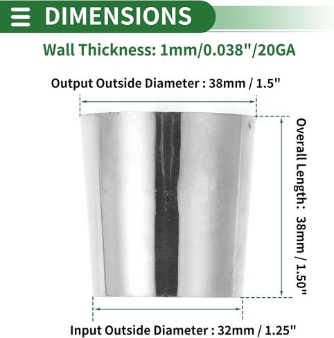 Motoforti Mandrel Exhaust Bend Elbow Concentric Reducer Car Exhaust Pipe Tubing Piping Adapter 1.25" OD to 1.5" OD 304 Stainless Steel Silver Tone 2 Pcs in Saudi Arabia