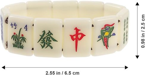 Mahjong Tiles Bracelet: Stretchy Chinese Mahjong Beads Bracelet Creative Funny Bangle Jewelry for Unisex Women Men in Saudi Arabia