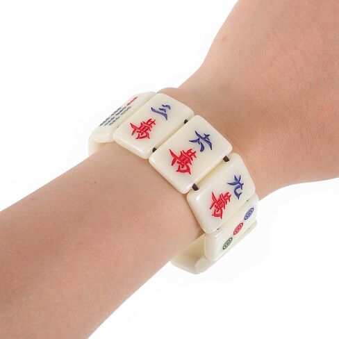 Mahjong Tiles Bracelet: Stretchy Chinese Mahjong Beads Bracelet Creative Funny Bangle Jewelry for Unisex Women Men in Saudi Arabia