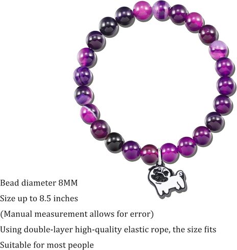 LIUANAN Pug Charm Amethyst Bracelet for Women Natural Amethyst Crystal Jewelry for Animal Lovers Inspirational Birthday Gift for Daughter Niece Friend Dog Lover Faith Bracelet in Kuwait