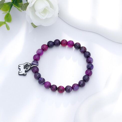 LIUANAN Pug Charm Amethyst Bracelet for Women Natural Amethyst Crystal Jewelry for Animal Lovers Inspirational Birthday Gift for Daughter Niece Friend Dog Lover Faith Bracelet in Kuwait