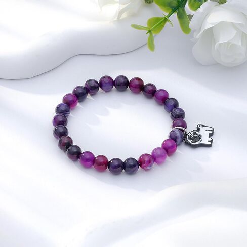 LIUANAN Pug Charm Amethyst Bracelet for Women Natural Amethyst Crystal Jewelry for Animal Lovers Inspirational Birthday Gift for Daughter Niece Friend Dog Lover Faith Bracelet in Kuwait