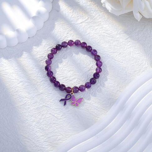 ARHTF Lupus Awareness Bracelet Purple Ribbon Butterfly Lupus Awareness Bracelet Lupus Products Lupus Support Lupus Gifts for Women Family Gifts for Lupus Patients in Saudi Arabia