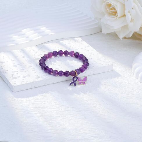 ARHTF Lupus Awareness Bracelet Purple Ribbon Butterfly Lupus Awareness Bracelet Lupus Products Lupus Support Lupus Gifts for Women Family Gifts for Lupus Patients in Saudi Arabia