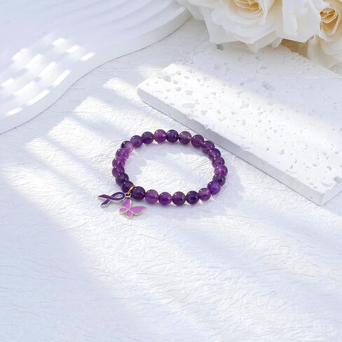 ARHTF Lupus Awareness Bracelet Purple Ribbon Butterfly Lupus Awareness Bracelet Lupus Products Lupus Support Lupus Gifts for Women Family Gifts for Lupus Patients in Saudi Arabia