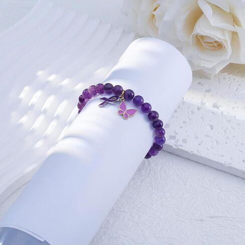 ARHTF Lupus Awareness Bracelet Purple Ribbon Butterfly Lupus Awareness Bracelet Lupus Products Lupus Support Lupus Gifts for Women Family Gifts for Lupus Patients in Saudi Arabia