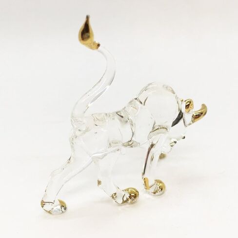 WitnyStore Tiny 2" Long Brown Charging Bull Figurine - Miniature Hand Blown Glass Bulls Small Crystal Ox Oxen Bovine Cattle Animals Decorative Collectible Figurines Home Décor Gifts in Saudi Arabia