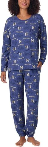 Hogwarts Harry Potter Women's Pajama Set, Long Sleeve Top and Jogger Pants, Blue, 2-Piece Lounge Set, Small in Saudi Arabia