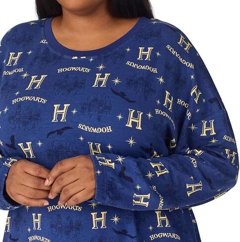 Hogwarts Harry Potter Women's Pajama Set, Long Sleeve Top and Jogger Pants, Blue, 2-Piece Lounge Set, Small in Saudi Arabia