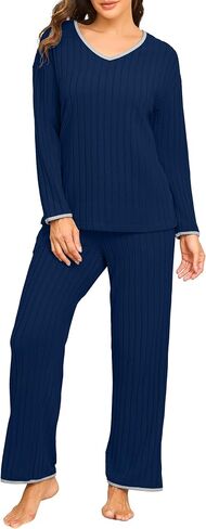 PrinStory Womens Pajamas Set Fall and Winter Ladies Pjs Long Sleeve 2 Piece Pajama Lounge Sets in Saudi Arabia